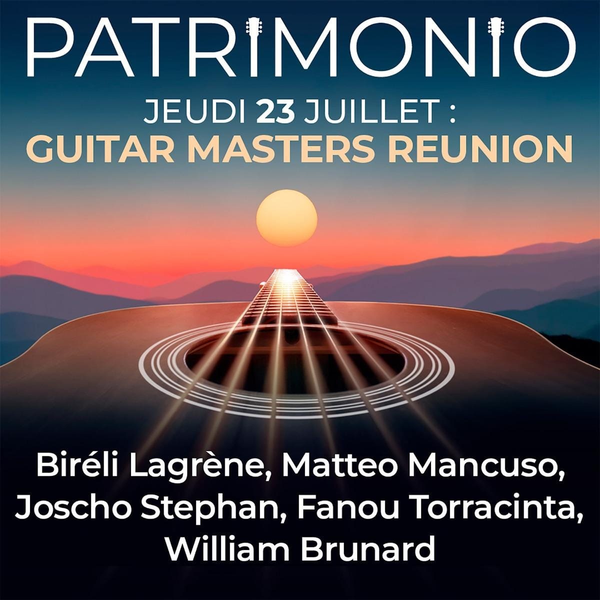 Affiche du plateau Guitar Masters Reunion du 23 juillet